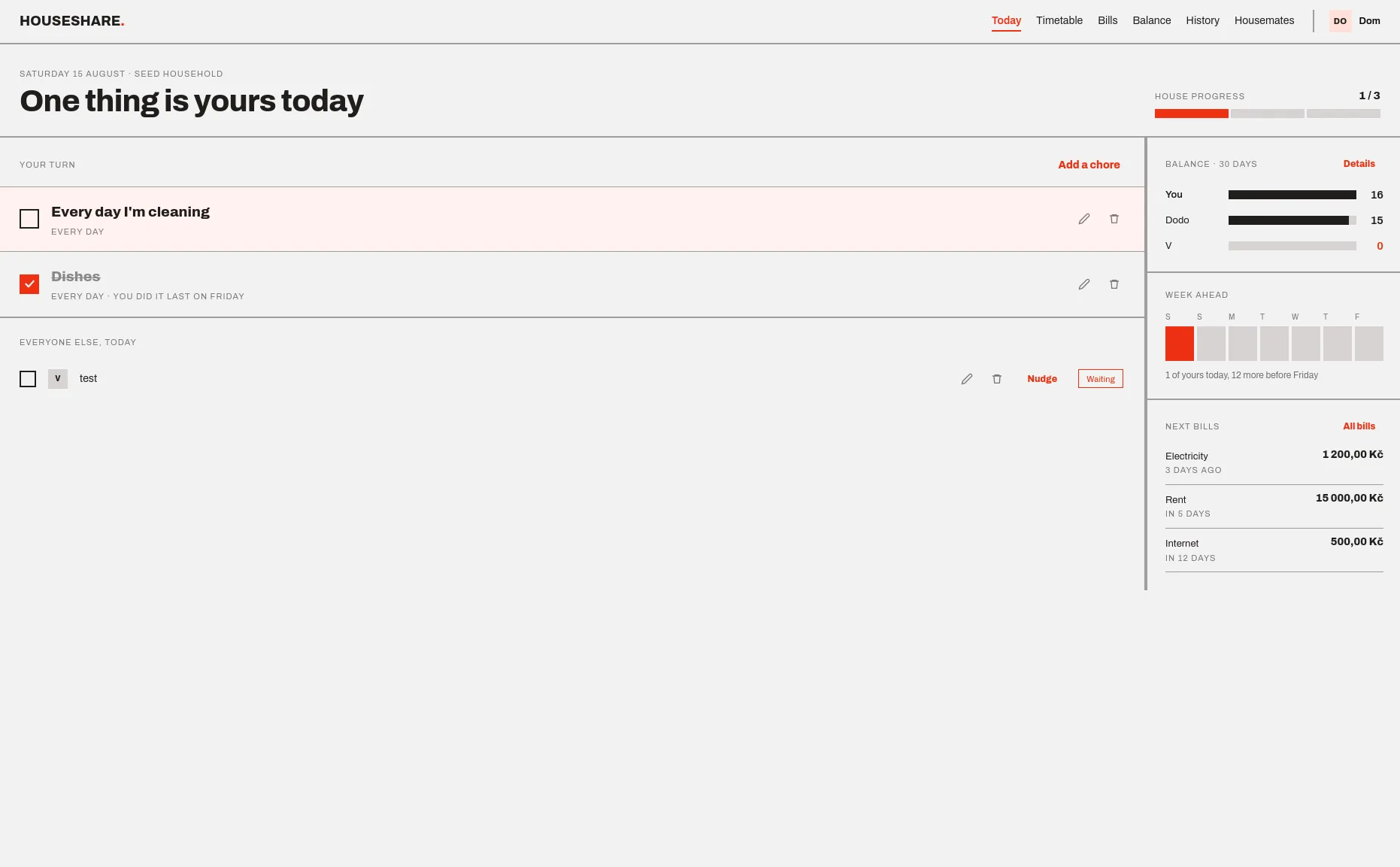 Today — the daily chore checklist